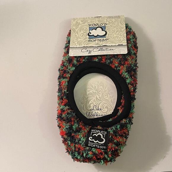 Worlds Softest Sock Cozy Collection slip on multicolor red green black - Picture 2 of 9